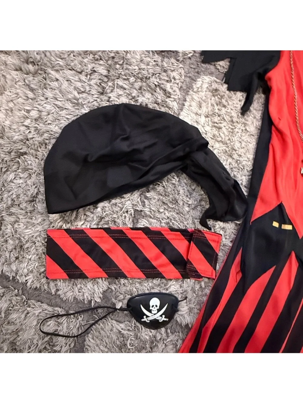 Kids Red and Black Pirate Costume with Accessories